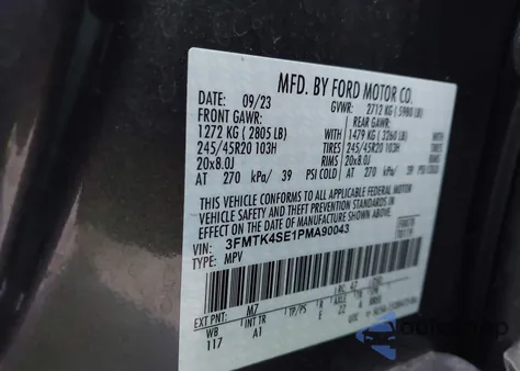 2023 Ford Mustang Mach-E Gt from USA, damaged, VIN 3FMTK4SE1PMA90043